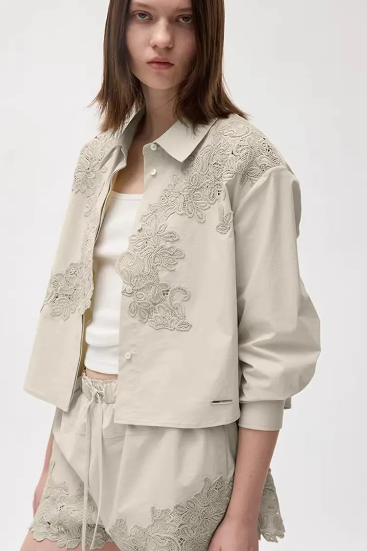 Women's Asymmetrical Lace Patchwork Office Blouse