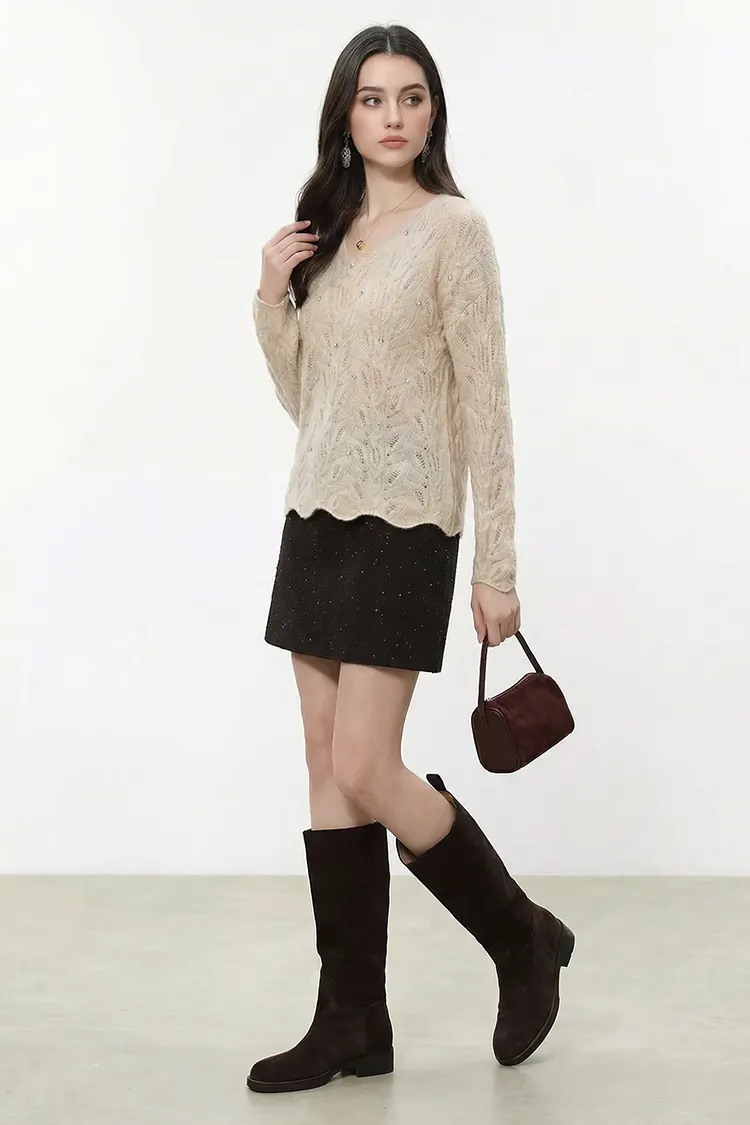 Women's V-Neck Slim Cashmere Sweater