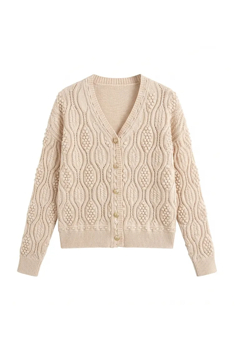 Pull cardigan en tricot torsadé pour femme