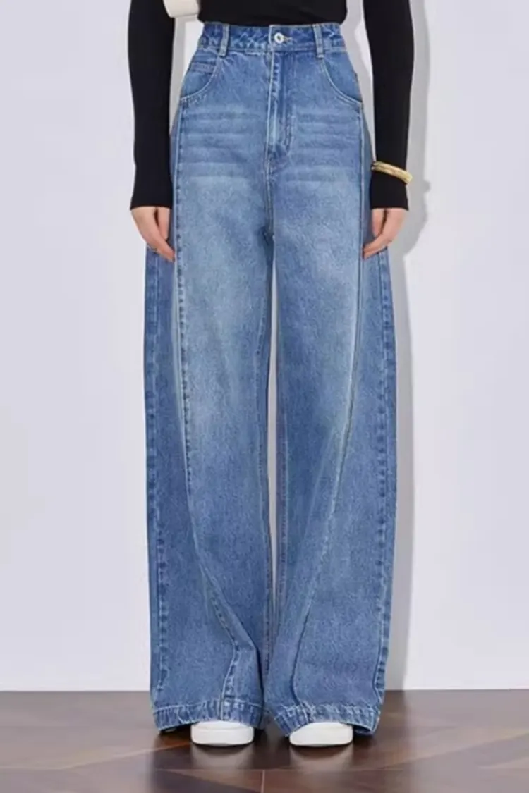 Pantalon en jean taille haute pour femme