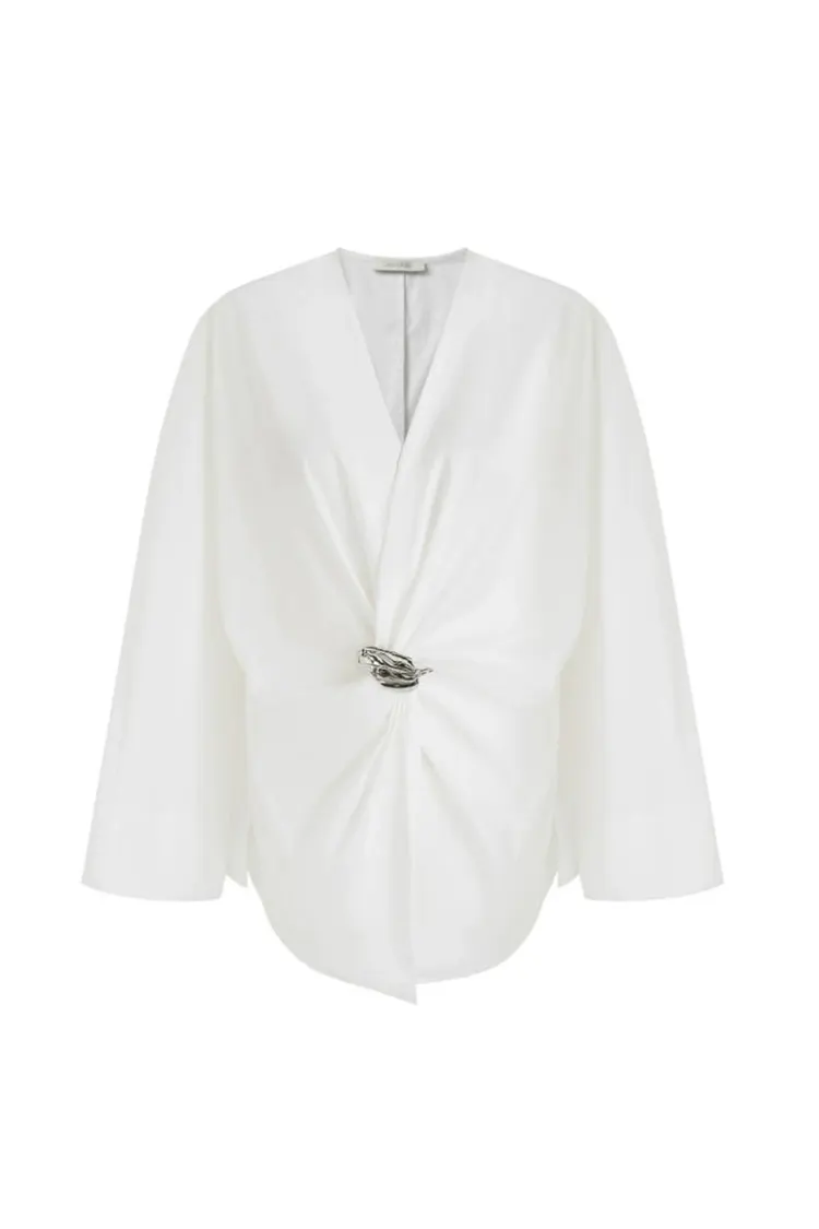 Chemisier de soirée à boucle en métal pour femmes