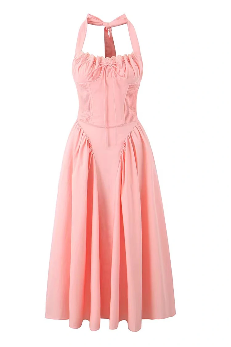 Robe MIDI Femme Rose En Coton