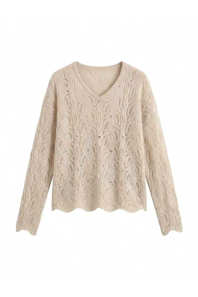 Pull Slim en Cachemire Col V Femme