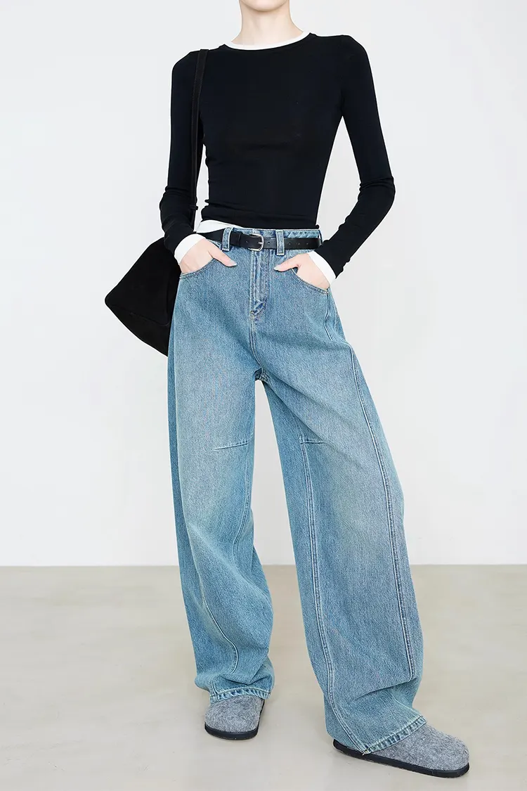 Pantalons en denim à jambe large pour femmes